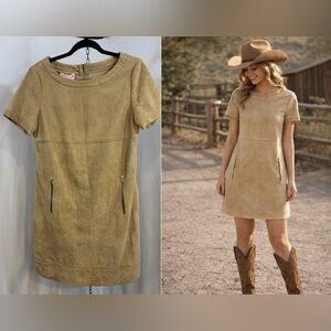 Phoebe Couture Faux Suede Mid Length Dress Size 8 Double Pockets